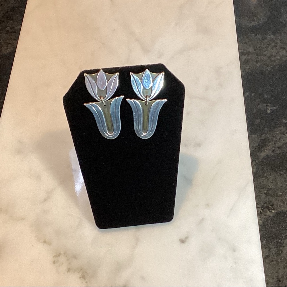 James Avery Elegant Silver and brass Tulip Earrings